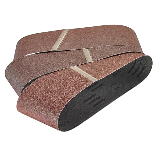 wolfcraft juego de lijas de tela 76 x 457 mm, 5 piezas I 8415000 I para lijadora de banda I para madera metal pintura barniz I grano 40 80 120