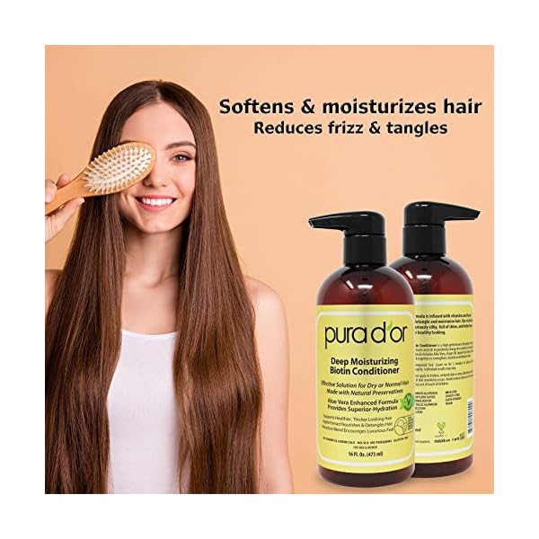 PURA-DOR-Biotin-Deep-Moisturizing-Conditioner-Thickens-Softens-Smooths-Moisturizes-For-Dry-Frizzy-Damaged-Hair-Made-w-Argan-Oil-Pumpkin-Rosemary-Honeysuckle-Vitamin-E-Men-Women-16oz PURA D'OR Deep Moisturizing Biotin Conditioner (16oz) Thickens, Softens, & Moisturizes Dry, Frizzy, Damaged Hair w/Argan Oil, Pumpkin, Rosemary, Honeysuckle, Vitamin E, Men Women (Packaging may vary)