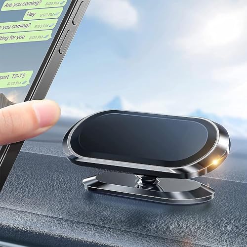 Car Mount Phone Holder Magnetic Dashboard Sticks in Car or Van Strong Universal Holder 360 Rotatable Cradle Tilts FREE Large Metal Plates For Apple iPhone Pro Max Samsung