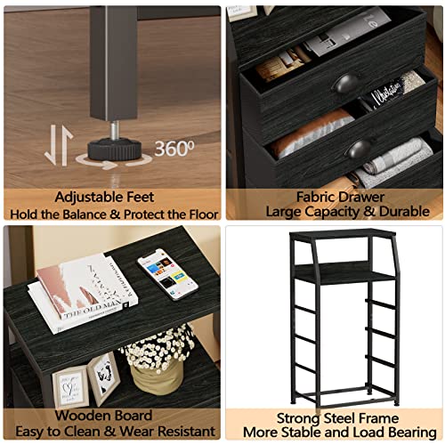 image for Furnulem Tall 4 Drawers Dresser, Vertical Storage Tower Black Dresser 