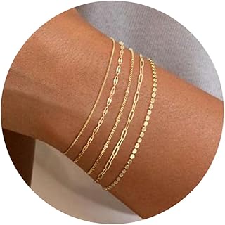 MBW Gold Bracelets for Women Trendy, Dainty 14K Gold Plated Bracelet Sta...