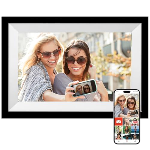 Porta Retrato Digital, Portaretrato Digital WiFi com Tela IPS HD Táctil de 10,1 Polegadas, Rotação Automática Inteligente, Compartilhamento de Imagens e Vídeos via Aplicativo, 16GB