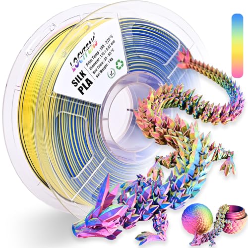 Image of PLA Filament 1.75mm, Silk Rainbow Color PLA Filament, Tri Color 3D Printer Filament Red Yellow Blue, Fit to AMS, 1kg /Spool