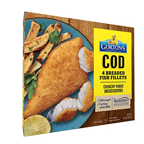 Gorton’s Breaded Fish Fillets, Wild Caught Cod With Crunchy Panko Breadcrumbs, Frozen, 4 Count, 14.6 Ounce Package #TOP3