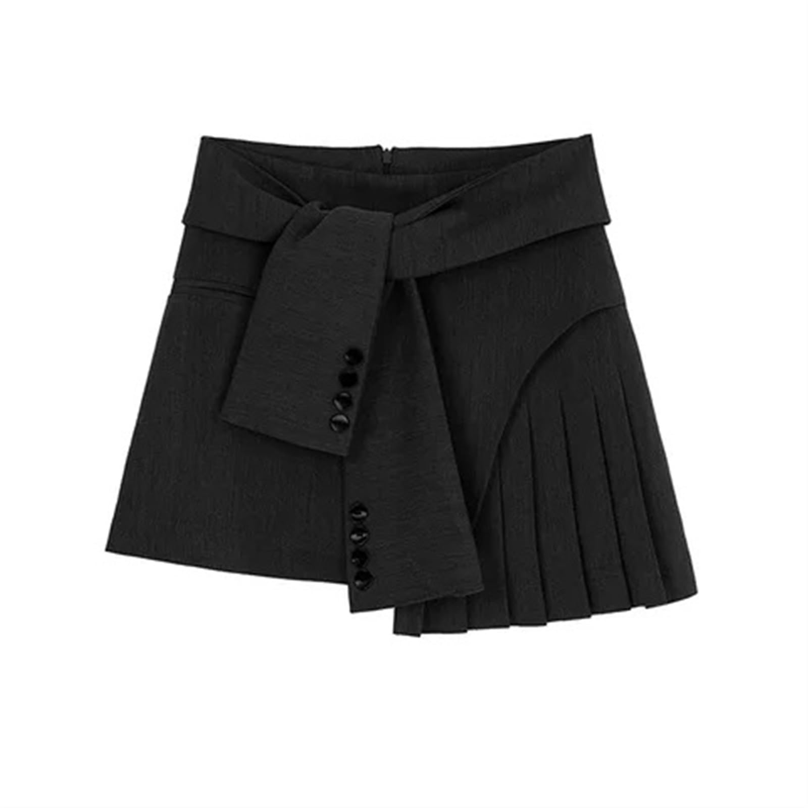 Falda Plisada Minifaldas de talle alto con corte en A for mujer, de color liso, con corte irregular, estilo patchwork, for discoteca, faldas plisadas for chicas atractivas Elástica Plisada Falda(Black