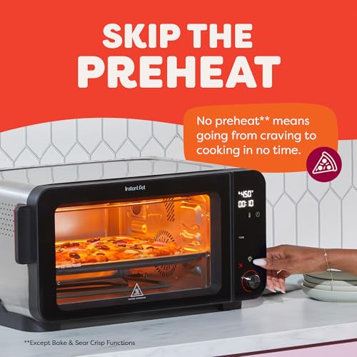 Instant Pot 6-Slice InstantHeat 10-in-1 Air Fryer Toaster Oven, Air Fry, Roast, Bake, Sear Crisp, Toast, Bagel, Broil, Dehydrate, Reheat, and Make Pizza