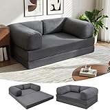 MeMoreCool 4-in-1 Boneless Couch, Umwandelbares Schlafsofa mit Armlehnen, Faltbare Matratze und Schlafsessel, Bequemes Schlafcouch für Wohnzimmer und Schlafzimmer als Lounge...