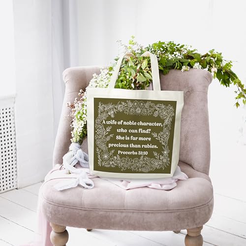 Christian Canvas Tote Bag, Religious Flowers Aesthetic Shopping Grocery Bag, Vintage Beach Bag Gifts For Women Lady Sister Friend Family, Bible Verse Reusable Grocery Bag, Spring Party Totes, 174