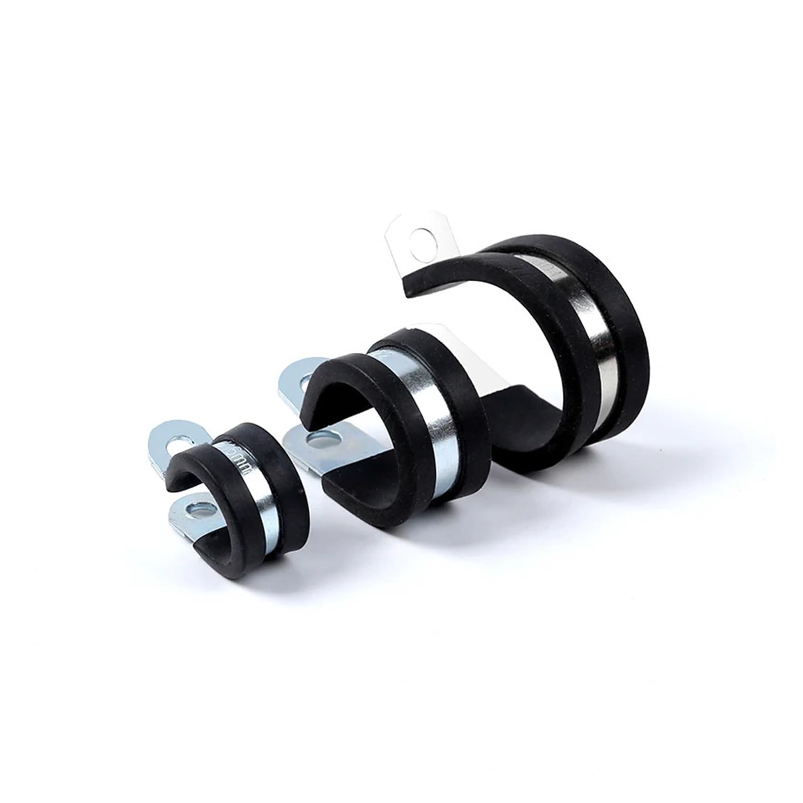 Hyqouklr 8Mm Pipe Clamp Rubber Lined, 304 Stainless Steel Rubber Lined P Clips Wire Cable Conduit Clamps 15Mm Band 6.4Mm Hole(8Mm)