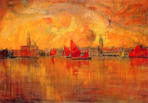 Tableau vue de Charles Cottet affiche impression d'art toile 60x90cm