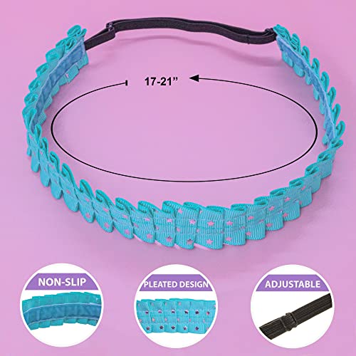Frog Sac 3 Polka Dot Headbands For Girls, Adjustable No Slip Headbands For Kids, Pleated Metallic Hair Accessories thumb #3