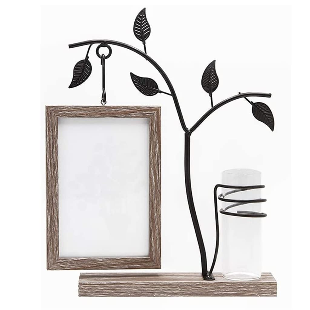 KLerDH Picture Frames, Family Frame 4x6 Vertical Metal Tree Desk Photo Frames with Glass(Argento)