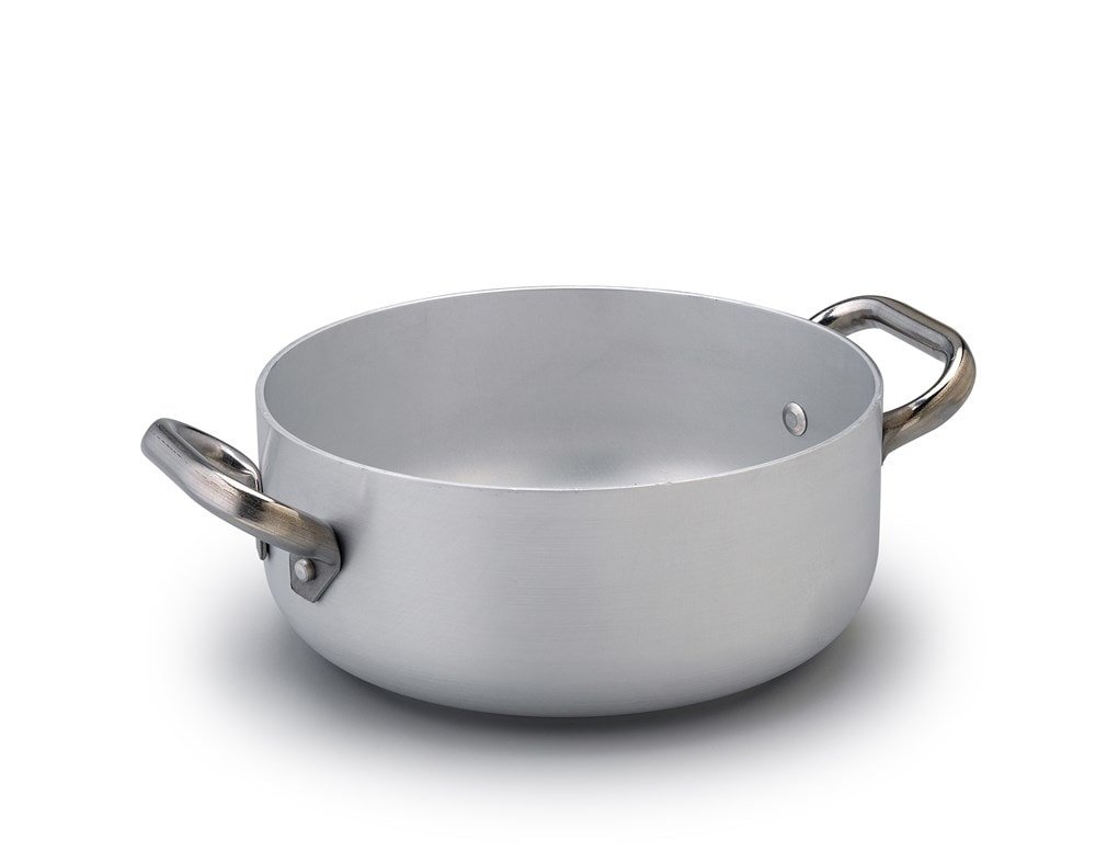 Pentole Agnelli Aluminium Professional Fondo Induction Casserole Pot 3 Mm. Thick with 2 Handles, 2.5 Litre