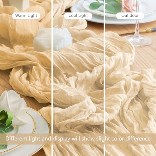 Wokceer Cheesecloth Table Runner 6Pack 10FT Sand Christmas Gauze Cheese Cloth Table Runner for Party Long Rustic Sheer Table Runners for Baby Bridal Shower Wedding Easter Table Decor by Wokceer - Image 8