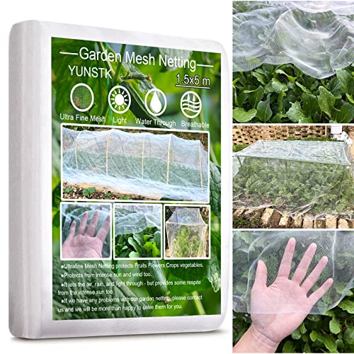 Garden Netting for Veg Patch Fine Mesh Insect Protection Net Garden Vegetable Plant Protect Netting Anti Bird Butterfly Netting Tunnel Fine Mesh for Flowers Crops Fruits Greenhouse (1.5x5m)
