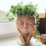 Face Flower Pot Head Design Face Planter Succulent Planter Cute Resin Cactus Planter Indoor Outdoor...