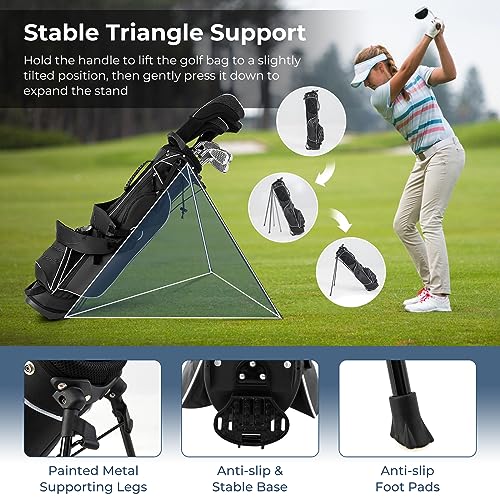 image for OFFICEJOY Golf Stand Bag, Portable Golf Clubs Bag w/4 Way Dividers, 4 