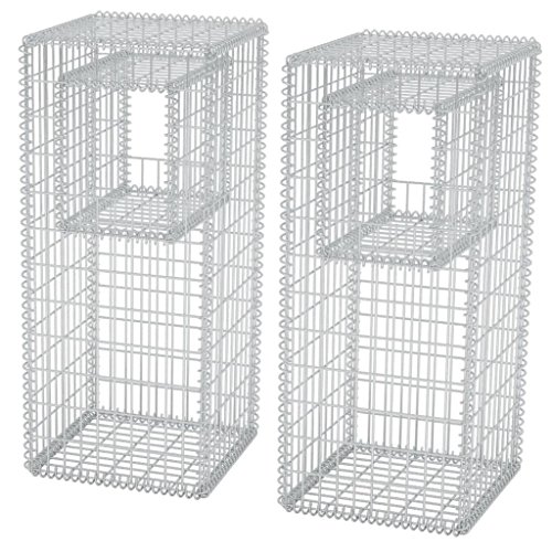 Preisvergleich Produktbild vidaXL 2x Gabione Pfosten Stahl 50x50x120 cm Pflanzkasten Steinkorb Steinsäule