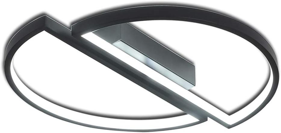 Modern Dimmable Ceiling Light LED Round Single With Remote Control And 2 Rings DIY Creative Ceiling Light Acrylic Shade Design Minimal and Tables Living Room Lamp Bedroom Lamp Ø45 cm Black