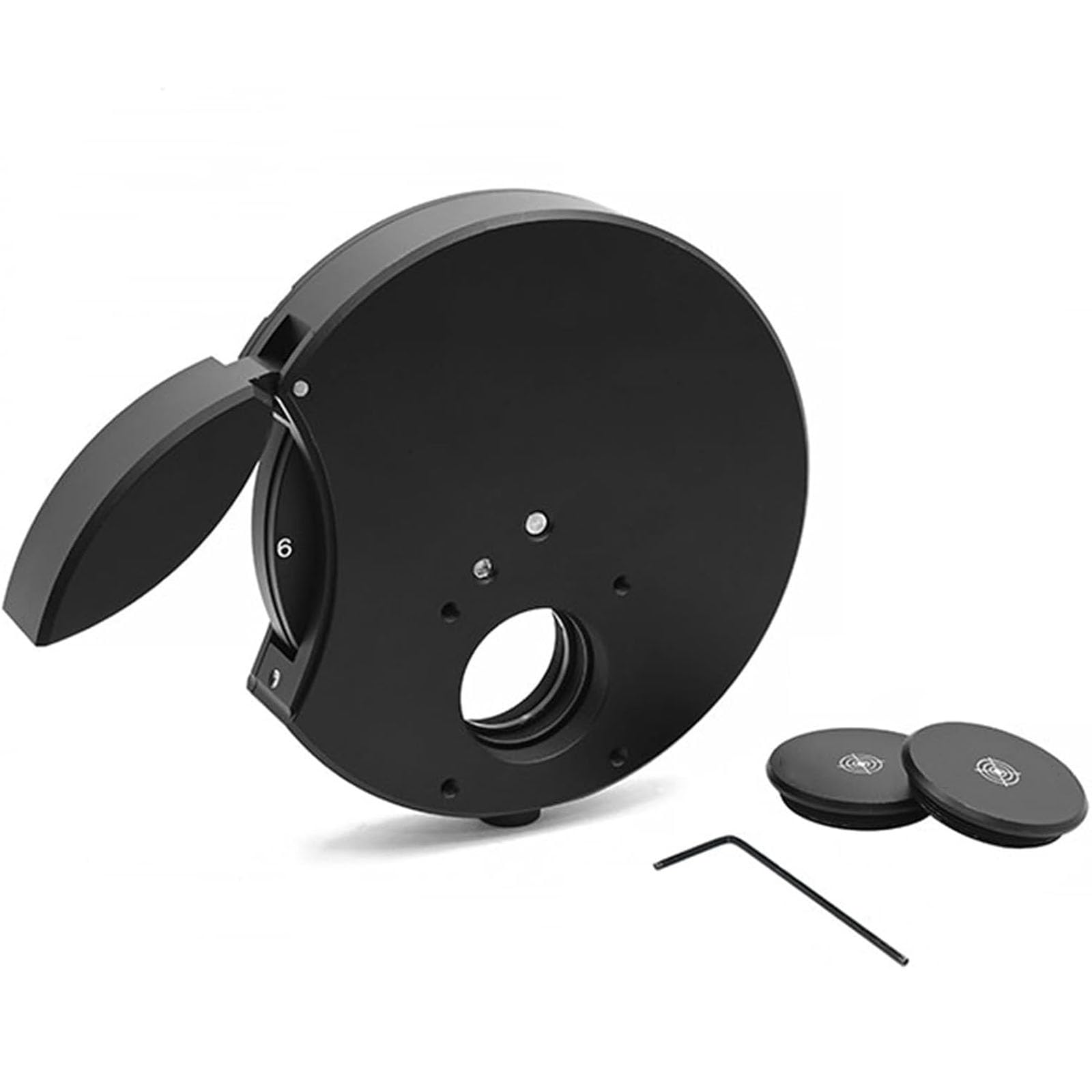 Soporte para Rueda De Filtros De 6 Posiciones, Diseño Coaxial Tipo Jaula con Cubierta Protectora, Capacidad para 6 Ópticas De 1 Pulgada, Orificios Roscados M6 Y M4 En La Parte Inferior, para