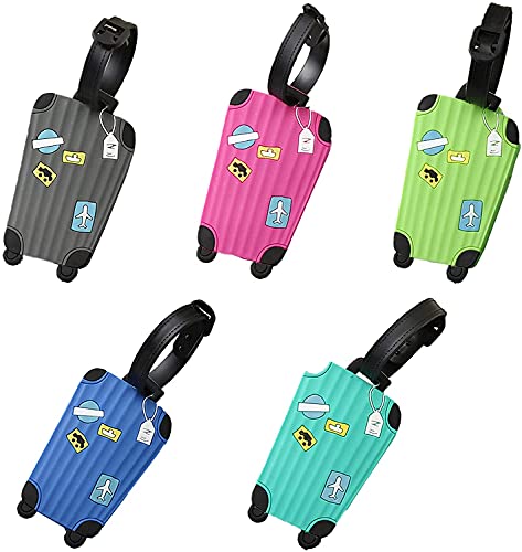 5 Stück Silikon Gepäckanhänger Bunter Cartoon Kofferanhänger Mit Adressschild Aufgegeben Tag Zur Identifizierung Von Tasche Zu Vermeiden Sie Gepäckverlust Cover