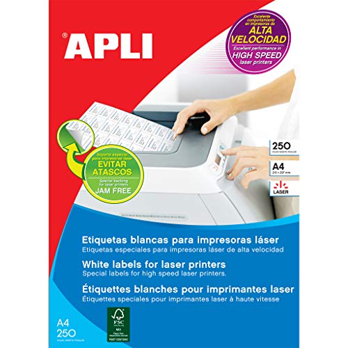 Etiquettes laser Apli 52,5 x 29,7 mm en lot de 250 pièces blanc universel pour imprimante