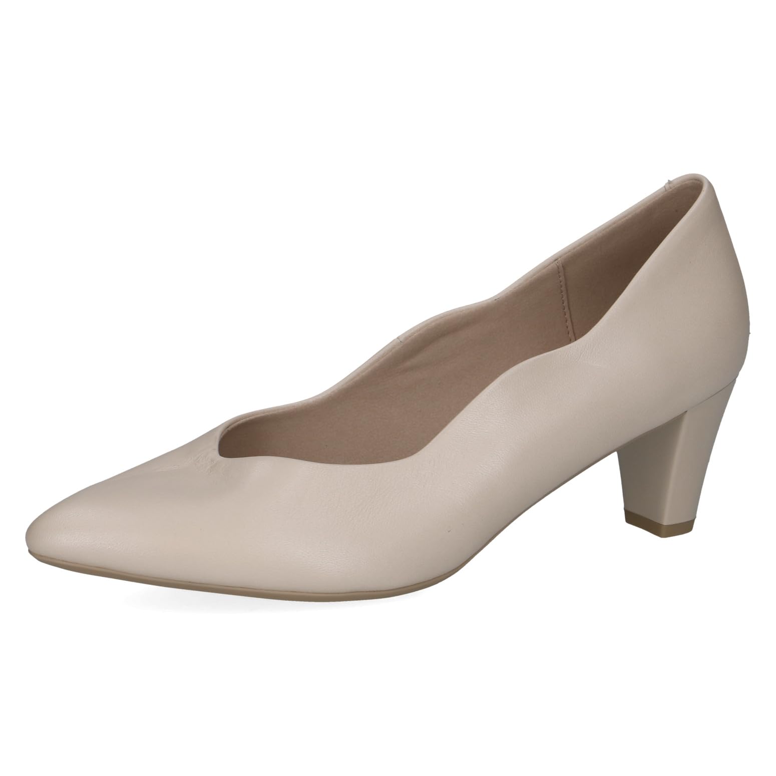 CAPRICE Women Pumps Leather with Cone Heel, Cream (Cream Perlato), 3.5 UK