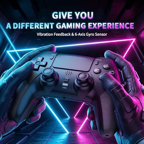 Image of SZDILONG Wireless Controller with Light for PS5 Pro /Slim,MAC,iOS,Steam,PC Windows /Android 10 and Above,Support Hall Sticks /Turbo /Programmable /Microphone /Dual Vibration, with 3.5mm Audio Jack, Black