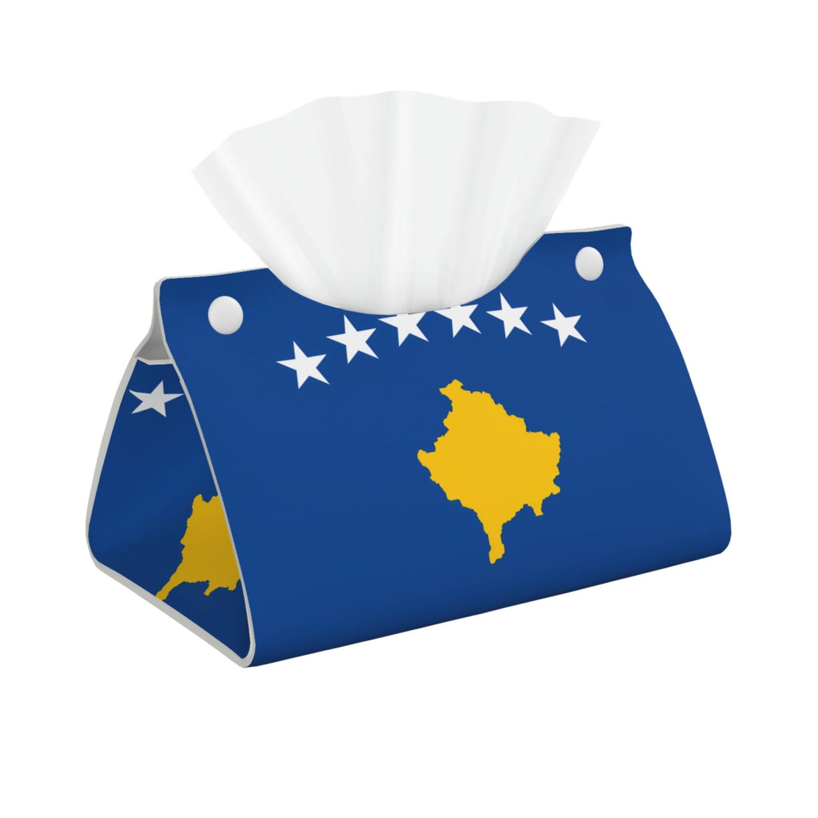 Flag of Kosovo Long Leather Tissue Box Cover-Waterproof PU Leather Tissue Holder for Bathroom, Decorative Rectangular Tissue Case