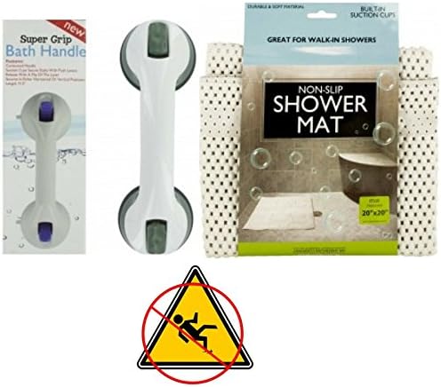 Handicap Grab Bars for Bathroom and Small Bathmat Nonslip - The Perfect Bathroom Fall Protection Set for Your Home