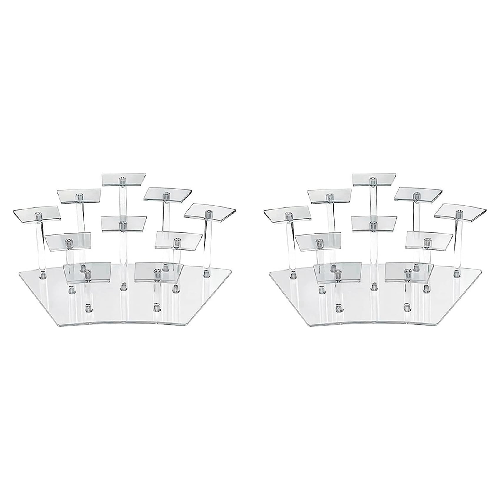Hndhbfgrt 2X 10 Seats Transparent Acrylic Display Shelf Stands,Desktop Tiered Riser Display Stand for Dessert Stand