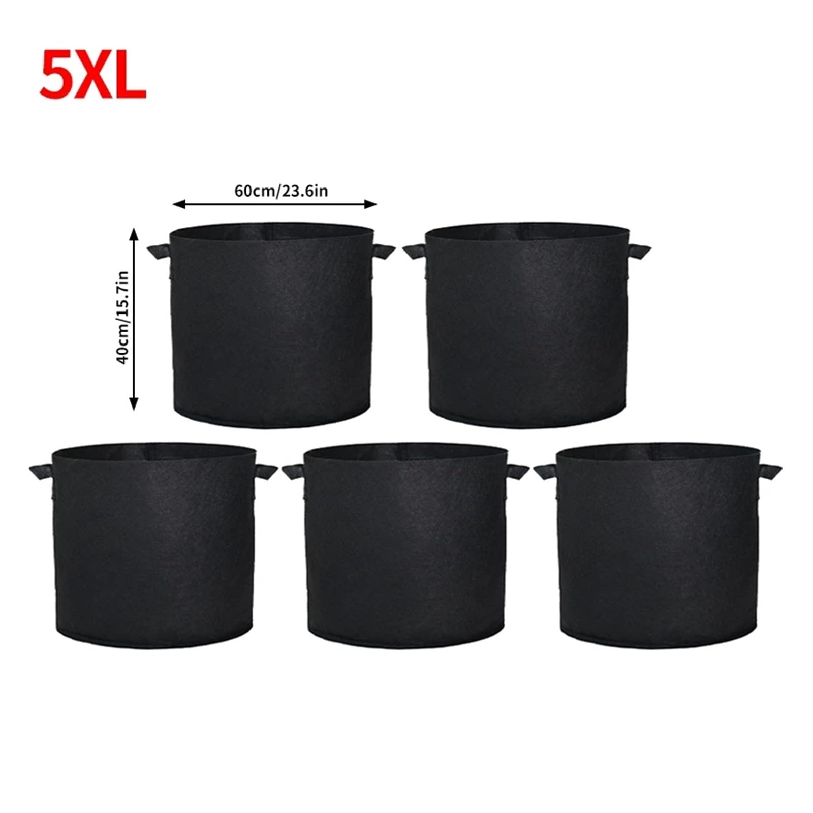 Bolsas de Cultivo 5PCS Vegetable Grow Bags Felt Planting Bag Potato Tomato Seeding Pots Flower Nursery Accessories(S8 30Gallon)