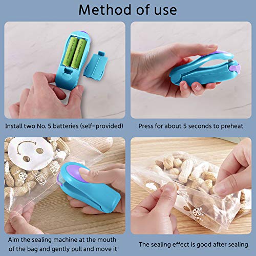 DIFENLUN Mini Sealing Household Machine, Portable Heat Bag Sealer Pressure Vacuum Plastic Sealer for Airtight Food Storage Saver(1pc, Blue)