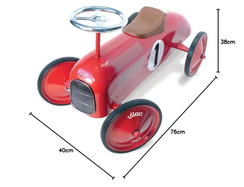 Cavalcabile Auto Vintage Arancione Carrozzeria in Legno Bambini dai 18 Mesi