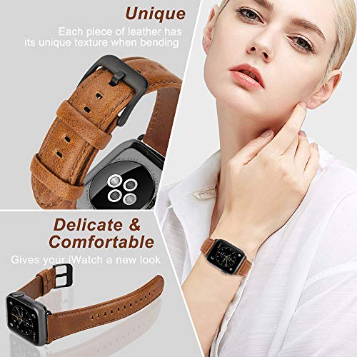 iBazal 44mm Leren Armband Vervanging Voor iwatch Armband Series 5 Series 4 44mm Leren Horlogeband Bands Armbanden… - Image 4