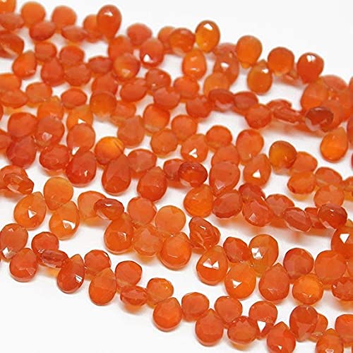 Carnelian orange faceted pear drop briolette loose beads pour enfilage et loisirs créatifs