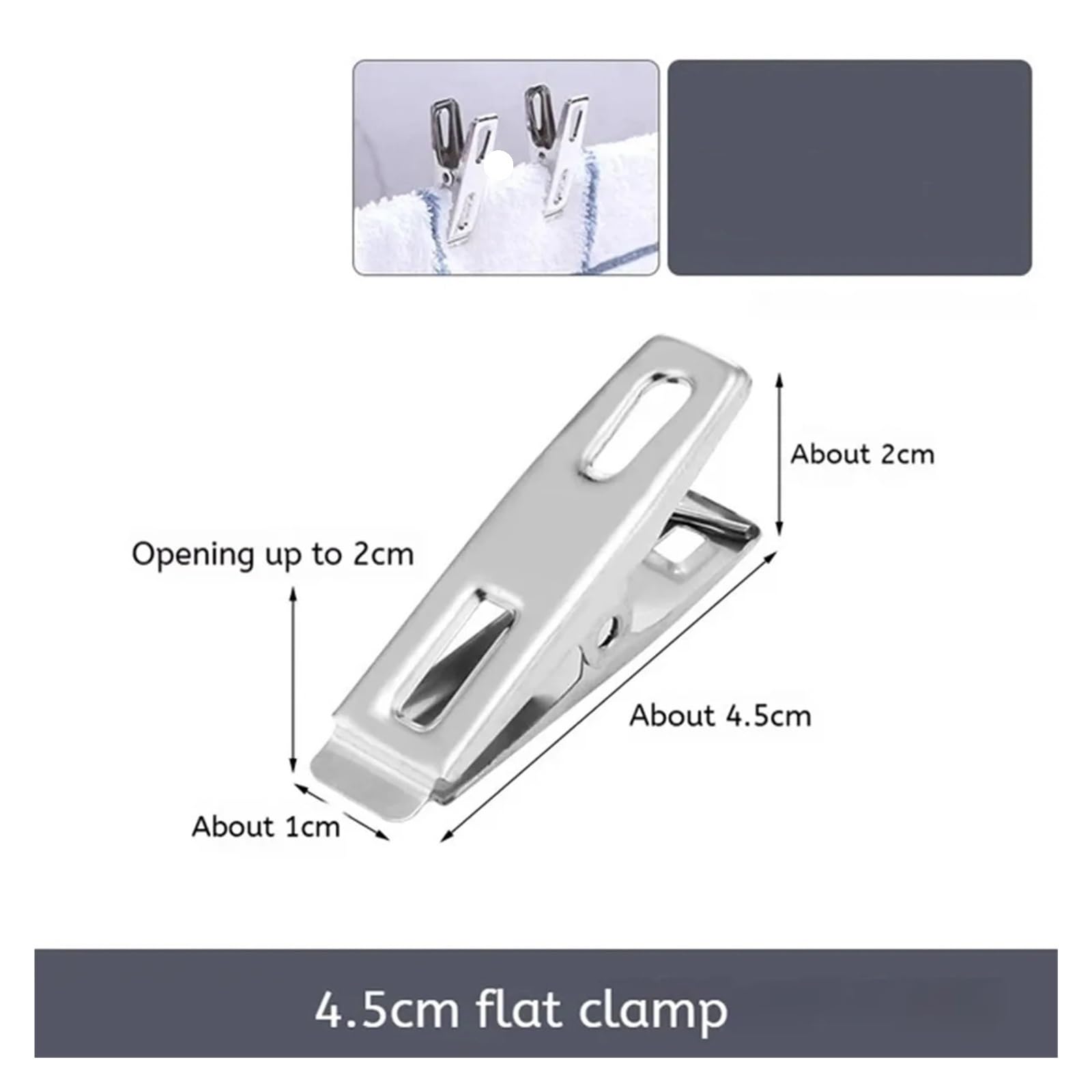 Metall-Wäscheklammern, 200 Stück, Edelstahl-Wäscheklammern, robuste Wäscheklammern, Metall-Clip-Set, für Socken für Wäscheleine, Befestigung von Handtuch, Socken, Unterwäsche
