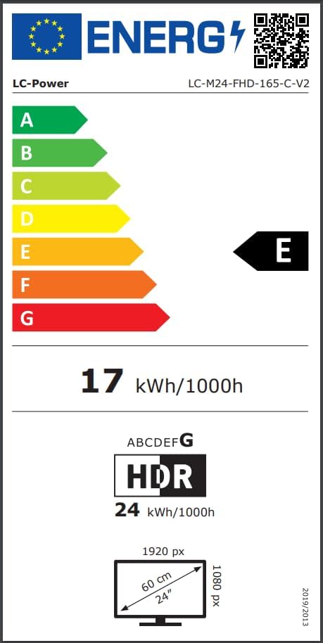Miniatura 8 de LC-Power Monitor PC, monitor FHD de 24 pulgadas para oficina en casa, resolución de 1920 x 1080, frecuencia de actualización de 75 Hz,