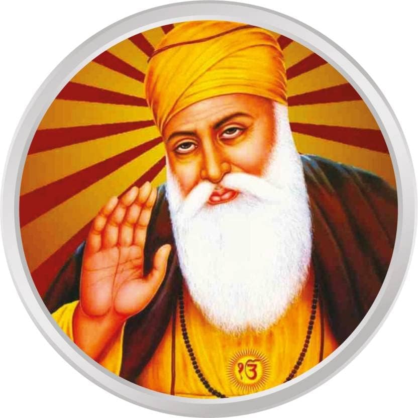 Guru Nanak Dev Ji Coin Colored Sikh Coin Silver 20 Gram Pack of 1