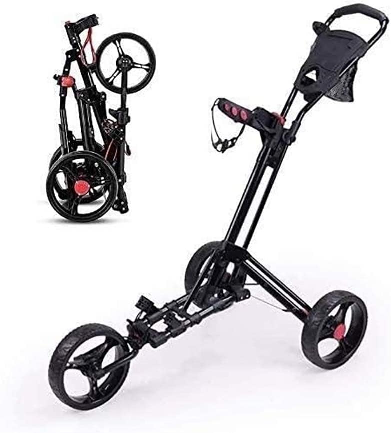 Golf Trolley Golf Push Cart 3 Wheel Golf Push Trolley, Lightweight Folding Push Pull Caddy Cart, Smallest Folding Lightweight Golf Cart