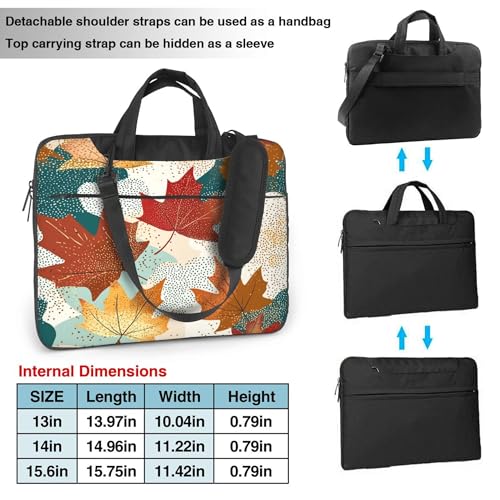 Glitter Maple Leaves Laptop Bag, Fall Leaf Laptop Case Sleeve Women Men Messenger Tablet Computer Briefcases 15.6 Inch2