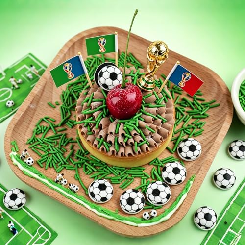Image of Edible Soccer Sprinkles, Green Jimmies and 10Pcs Soccer Ball Candy Mix | World Cup Celebration, Sports Themed Birthday Party Baking, Cake Decorating, Cookies Decorations, Cupcake Toppers
