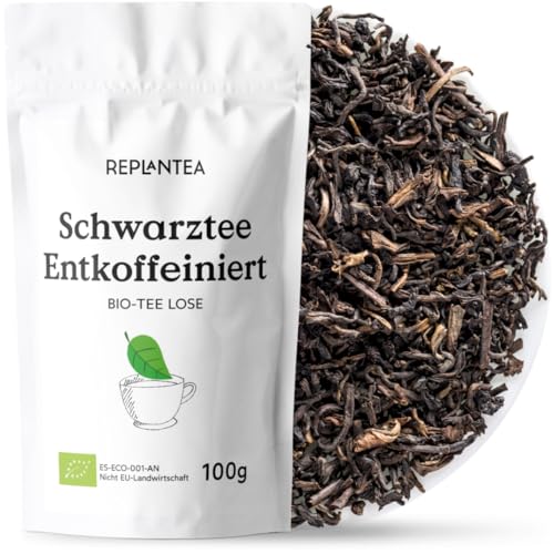 Bio Schwarzer Tee Entkoffeiniert 100g (50 Tassen) | Koffeinfreier Schwarzer Tee Lose Darjeeling | Tee ohne Koffein REPLANTEA