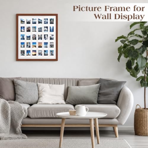 Image of Namalu 2 Pcs 2 x 3 Multi Pictures Frame Collage Wall Decor with 30 Openings Walnut Wood Mini Film Photo Wall Frames for Display Wedding Decoration, 18.5 x 21 Inches