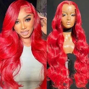 AAY Red Body Wave Human Hair Wig 200 Density 13x4 HD Lace Front Wigs Human Hair Pre Plucked with Baby Hair Red Lace Frontal Wig Colored Real Hair Glueless Wigs for Women 20 Inch