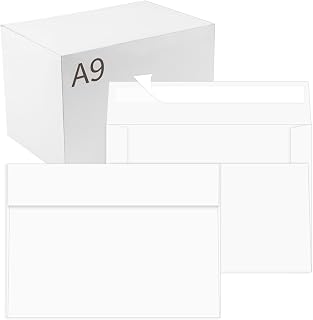 200 Pack A9 Envelopes White, 5 3/4 x 8 3/4 Invitation Envelopes Self Seal for Wedding Birthday Party Baby Shower Thank you Notes, Greeting Cards (200, A9)