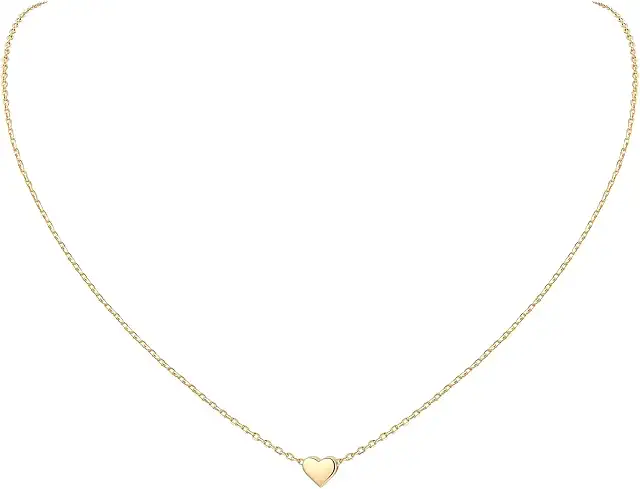 Gold Heart Necklace: Sterling Silver Dainty Pendant with Heart/Moon/Star