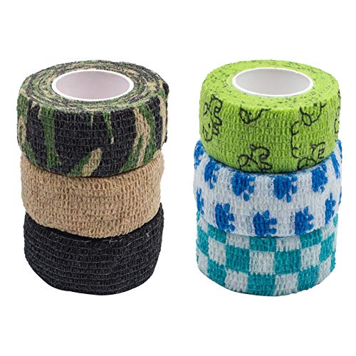 PROGARMENTS 6 Stücke Selbstklebende verband, Elastisch Kohäsiver Bandage Tierverband Wrap Klebeverband für Handgelenk und Knöchelverstauchungen(2.5cm Breite) Cover