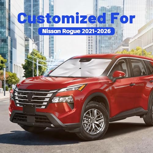 Image of Car Windshield Sun Shade for Nissan Rogue 2021-2026 -[Reflective Coated Fabric] Sunshade Umbrella for Front Window, Car Shades Sun Visor Keep Car Cool and Protects Interior, 1:1 Exact Fit