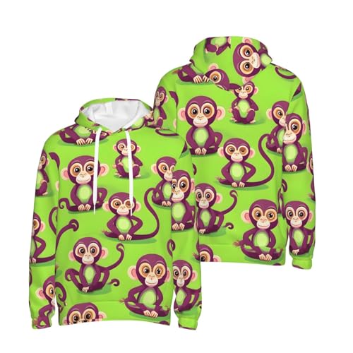 Sweat à capuche homme vert imprimé singe coupe confort - 4